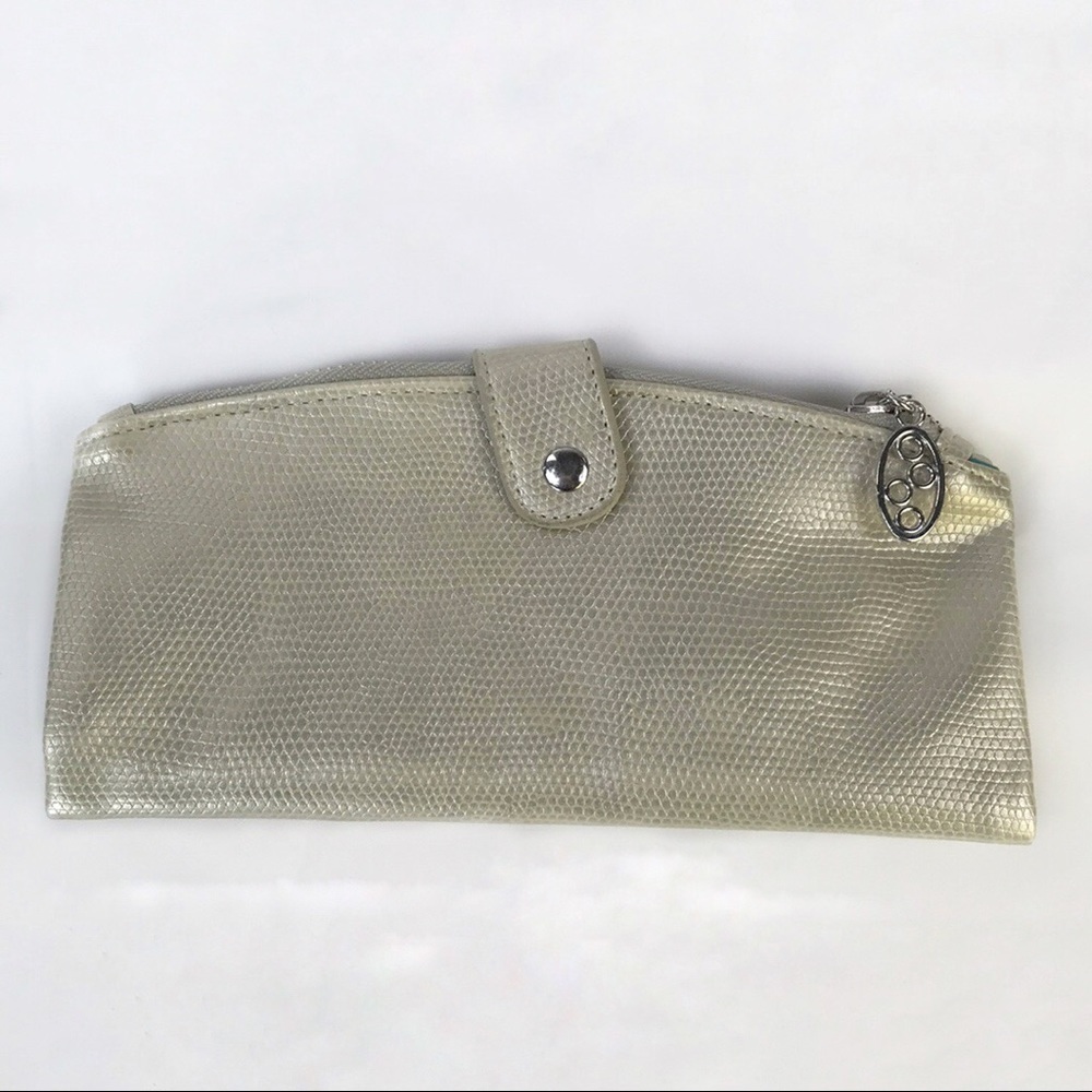 Metallic Faux Leather Clutch Wallet